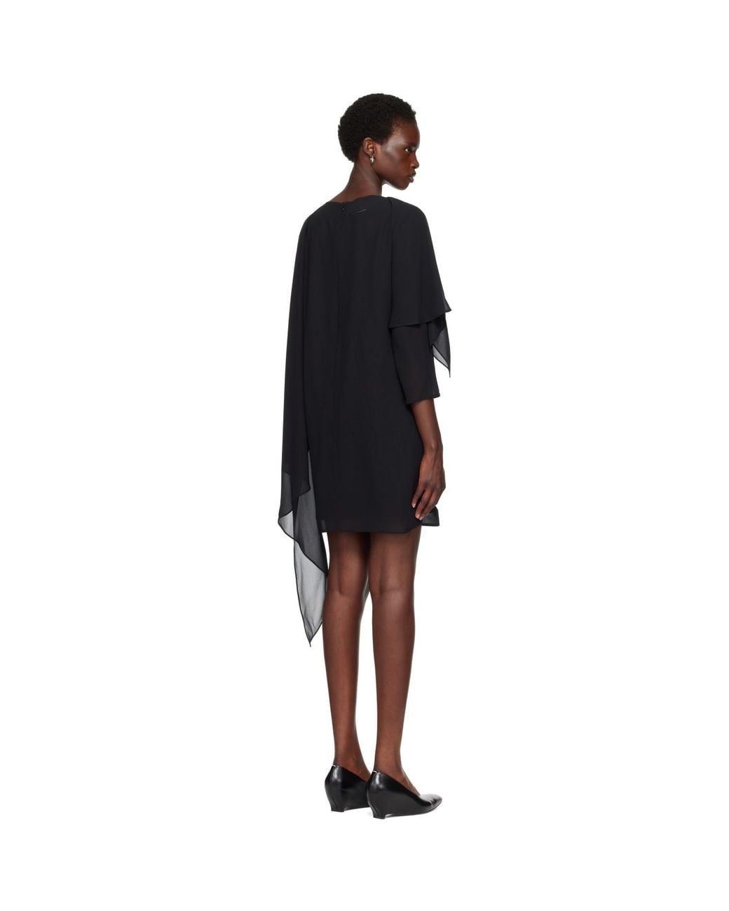 MM6 by Maison Margiela Black Chiffon Minidress