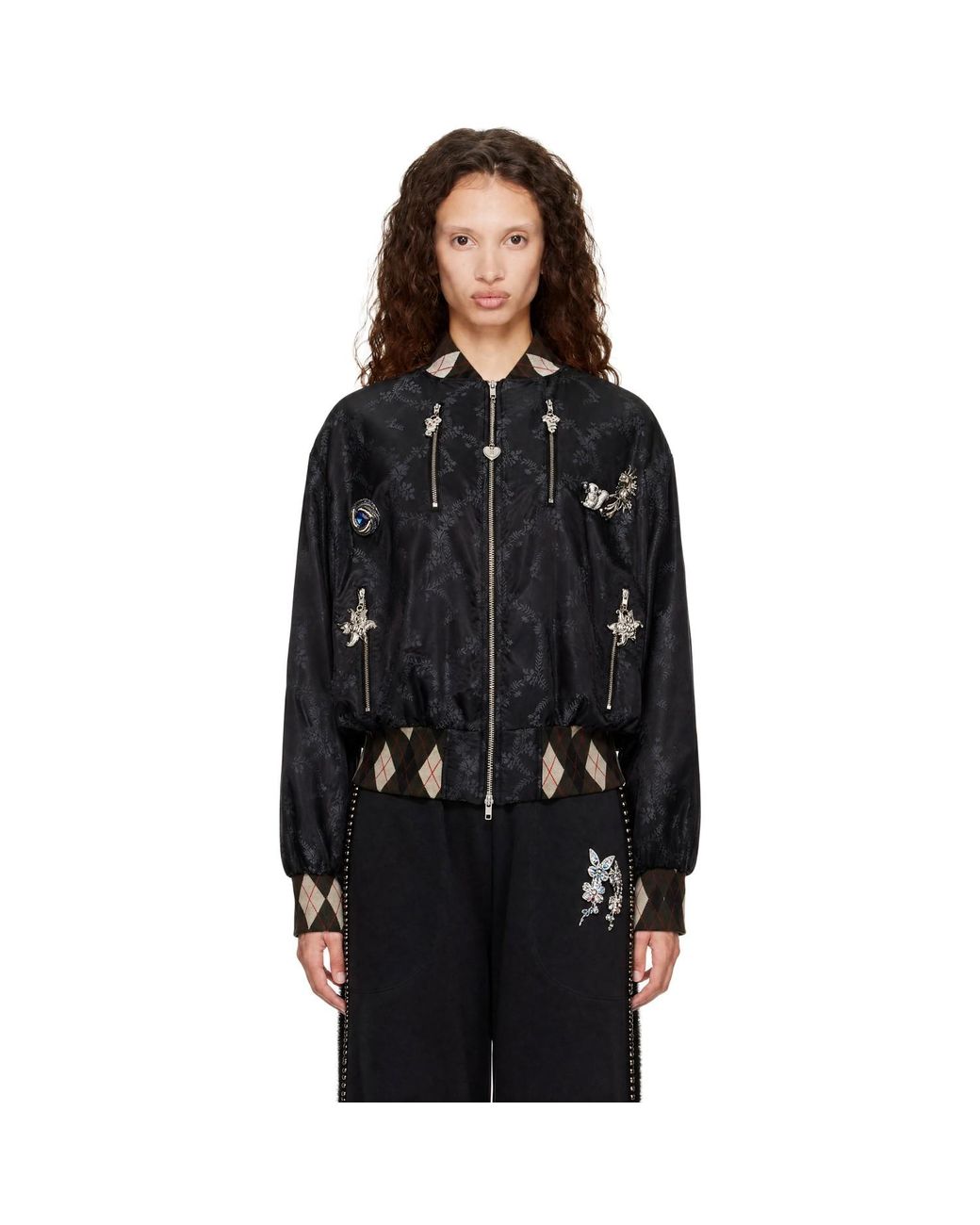 Chopova Lowena Black Crescent Bomber Jacket