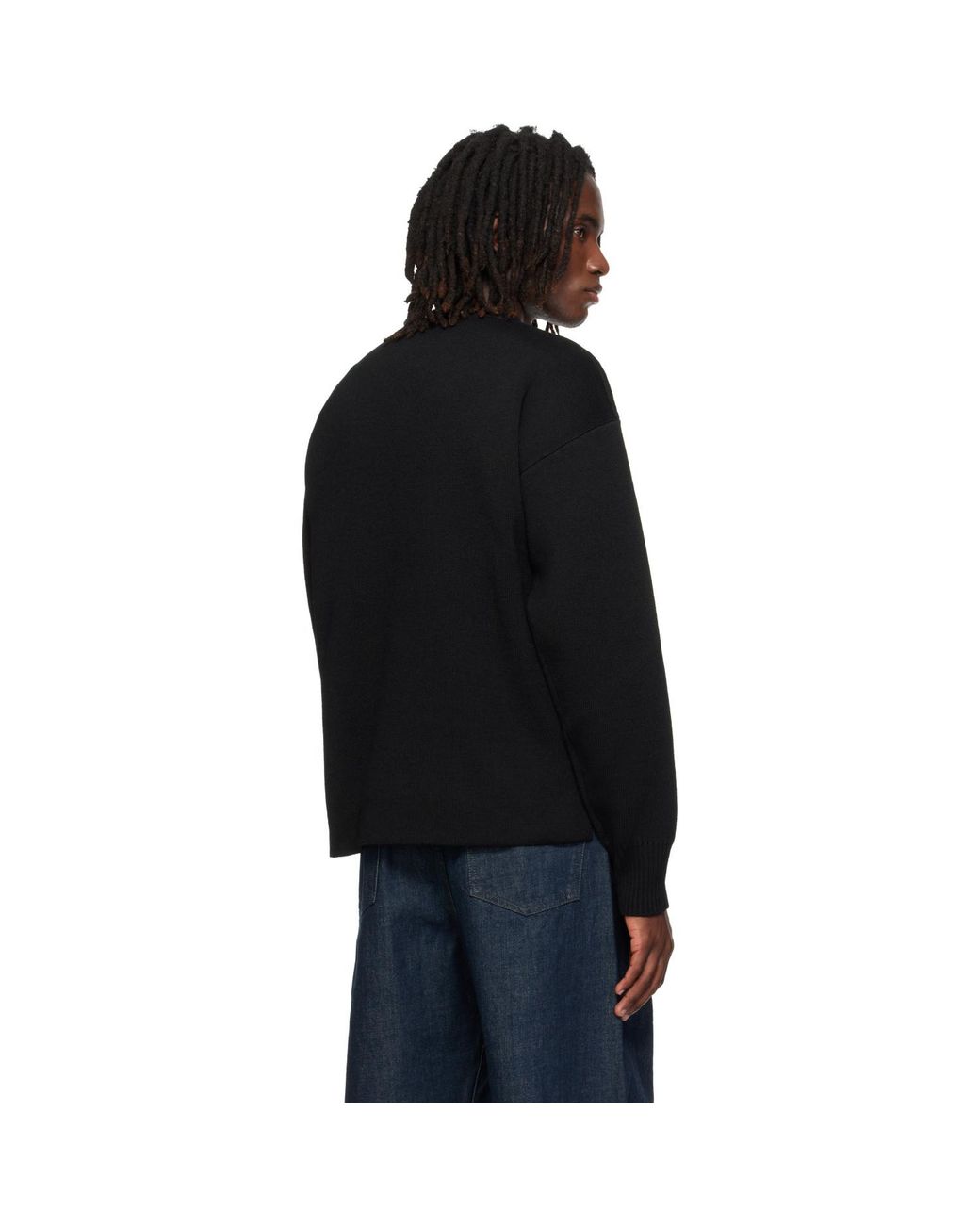 Lemaire Black Boat-Neck Double-Face Virgin Wool Sweater for men