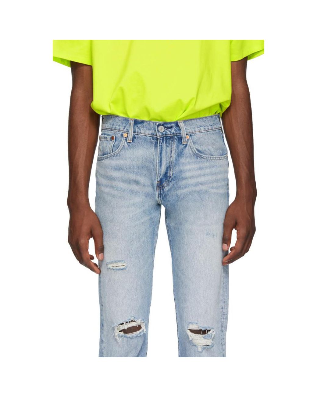 Denim Blue Hi-ball Roll Jeans for Men 