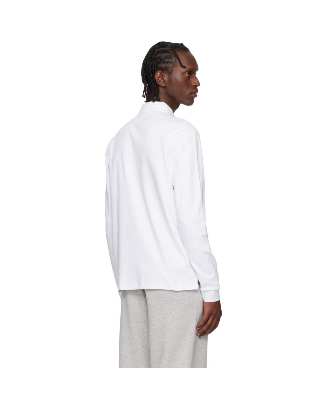 Boss White Regular Fit Interlock-Cotton Polo for men