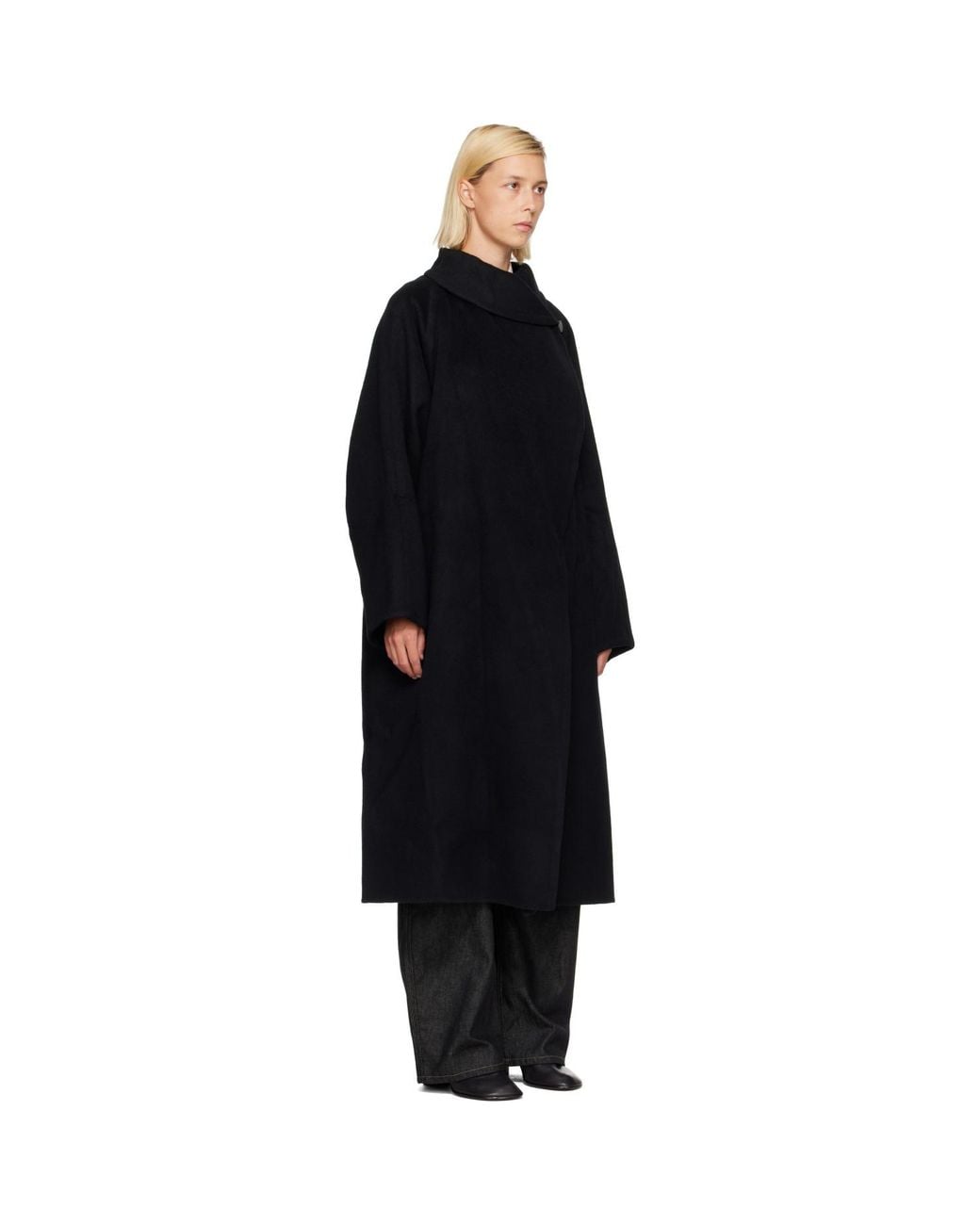 LE17SEPTEMBRE Black Stand Neck Handmade Long Coat