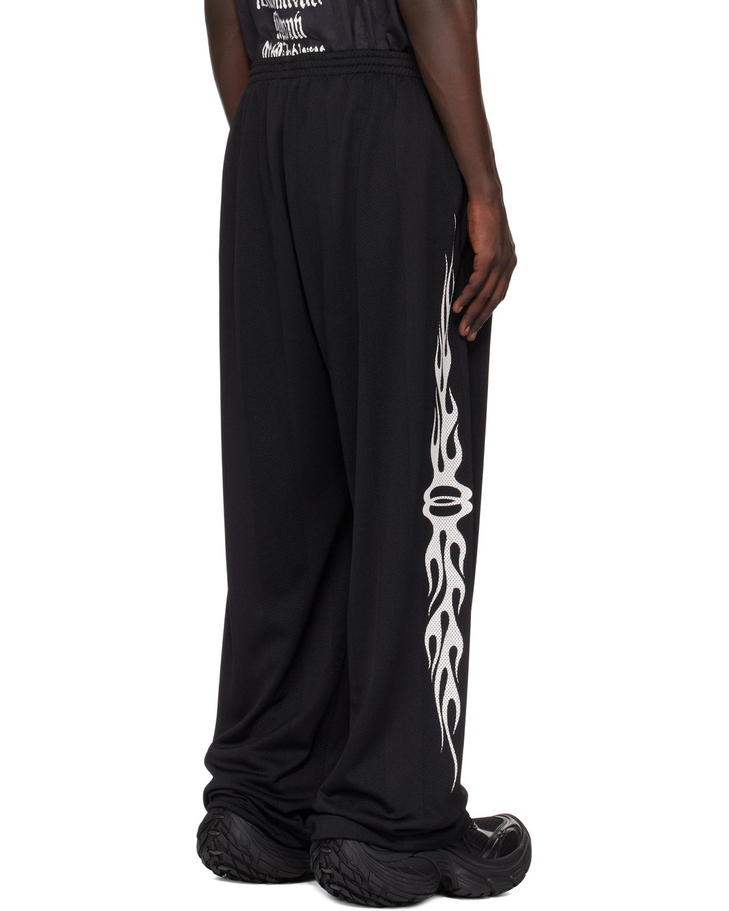 メンズ Balenciaga ブラック ストライプ メッシュ バギー トラック