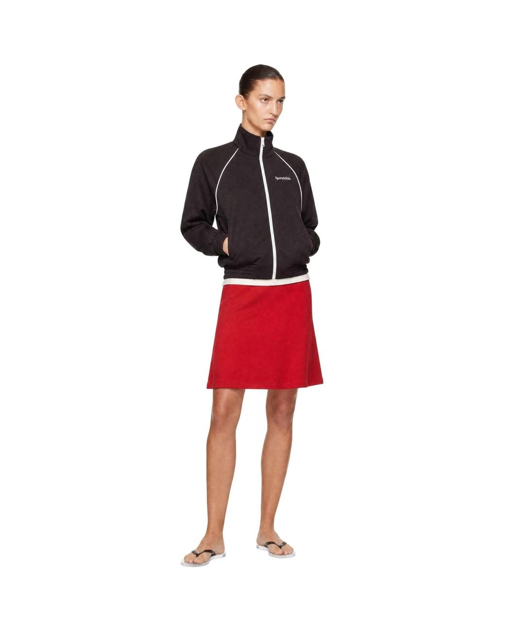 Sporty & Rich Black Serif Logo Retro Track Jacket