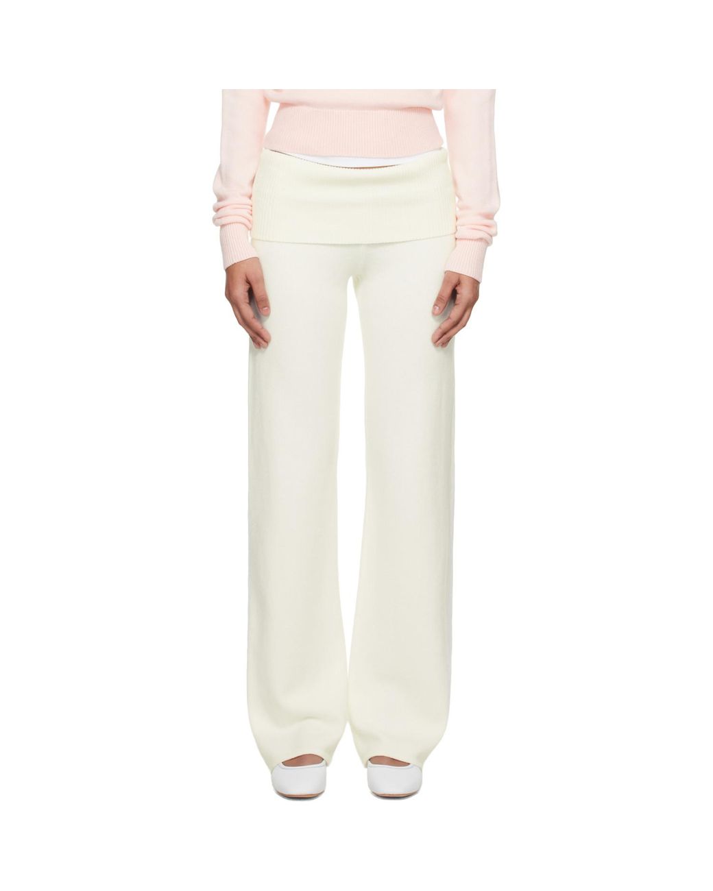 Skims White Off- 'Sweater Knits' Foldover Lounge Pants