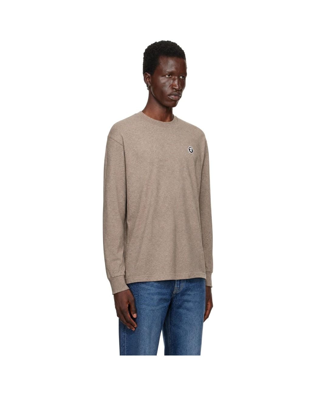 Aape By A Bathing Ape Natural Moonface Logo Long Sleeve T-Shirt for men