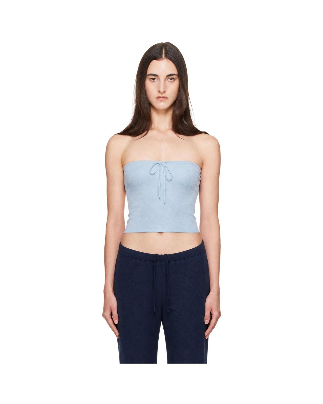St. Agni Blue Wool Strapless Top