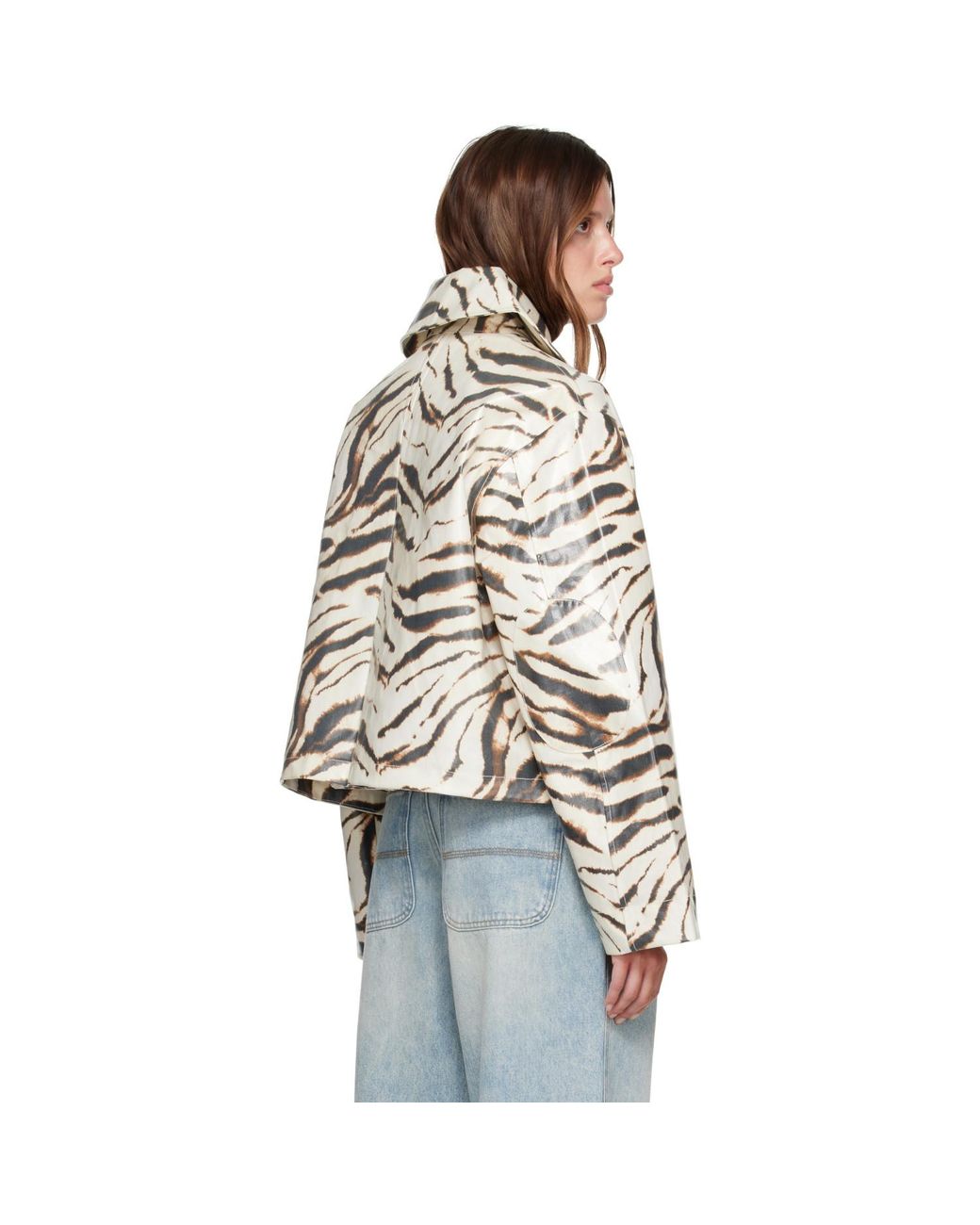Ganni Brown Laminated Zebra Jacket