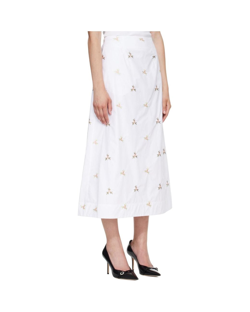 Simone Rocha White Ripple Midi Skirt