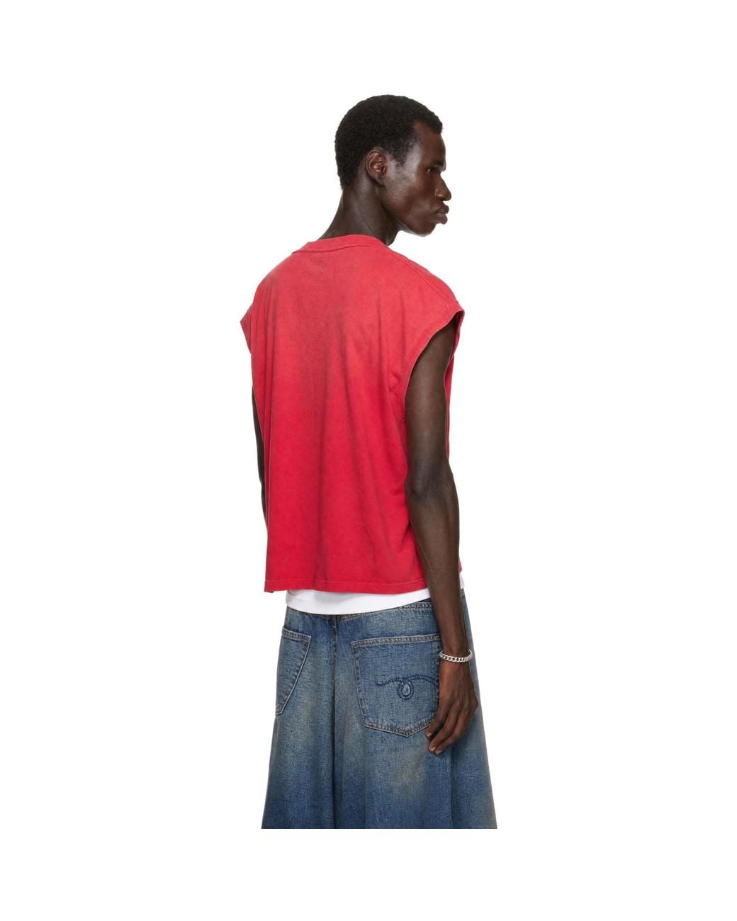 Rhude Red 'Desert Racing' Cut-Off T-Shirt for men