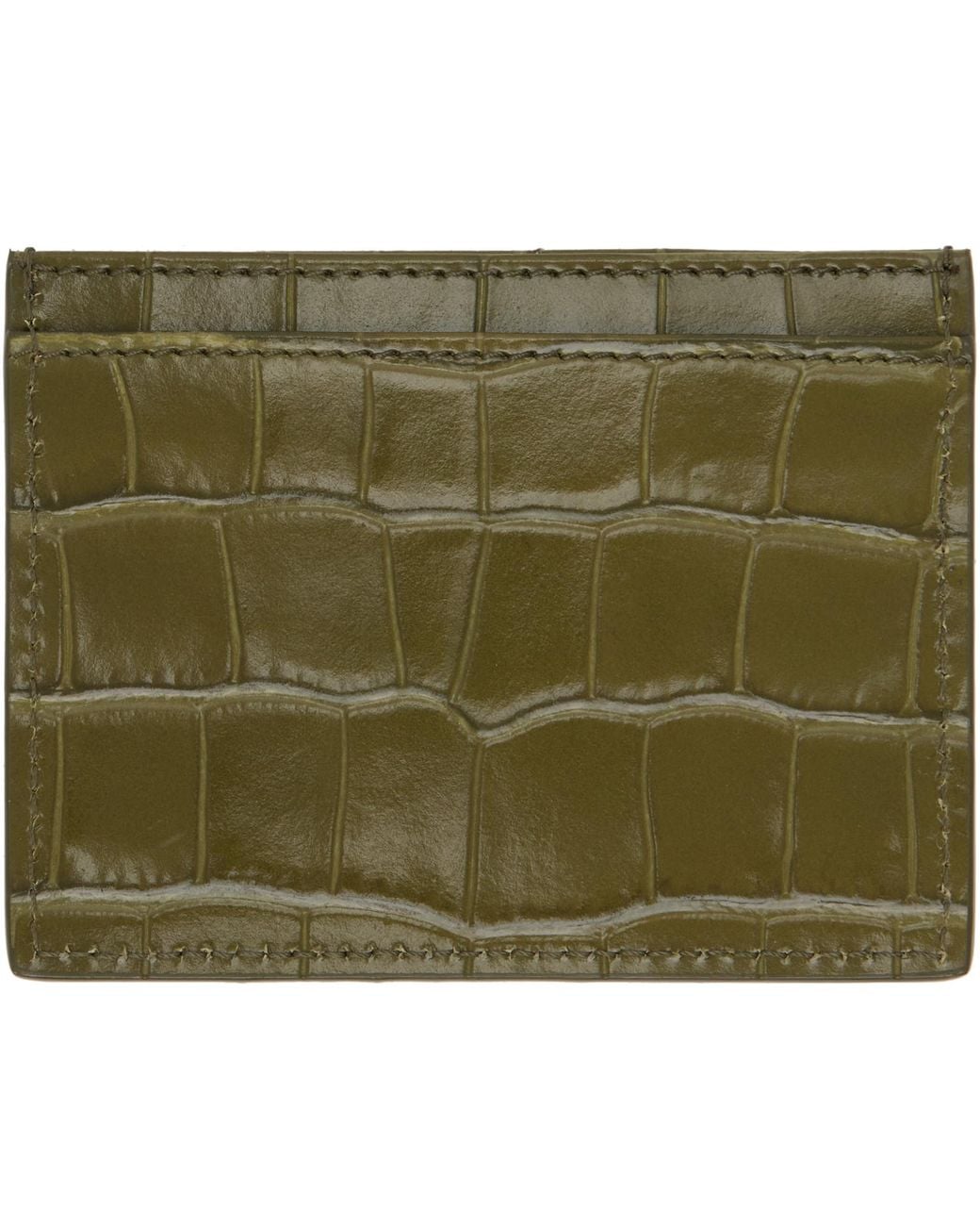 Vivienne Westwood Green Khaki Flat Card Holder for men