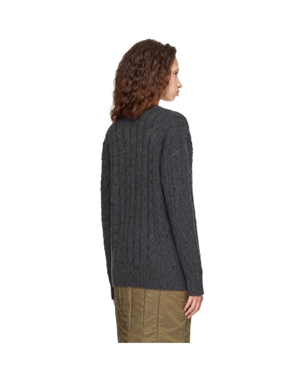 Simone Rocha Black Cable Knit Slash Sweater