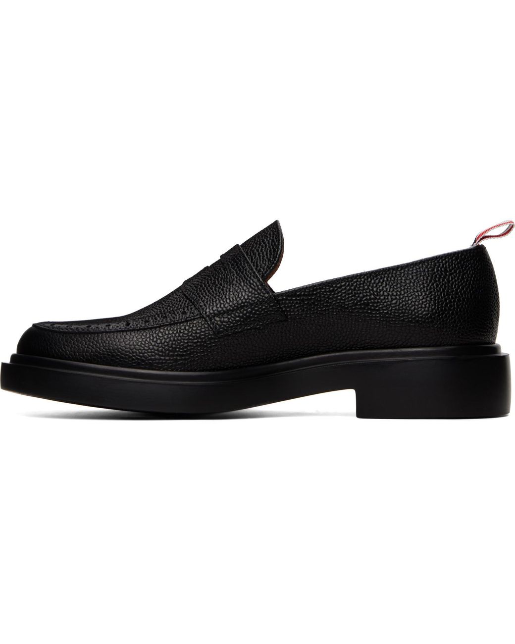 Thom Browne Black Pebble Grain Rubber Sole Penny Loafers