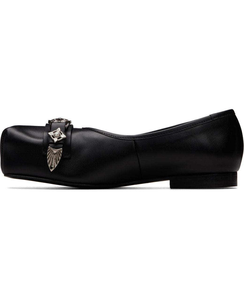 Toga Black Leather Ballerina Flats