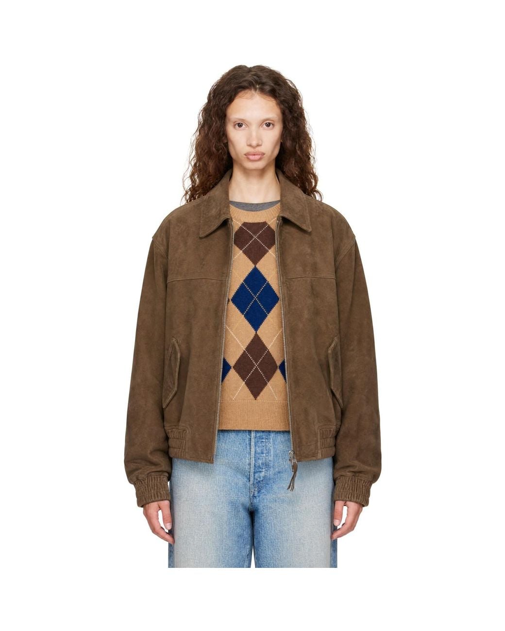 DUNST Brown Refined Suede Blouson Jacket