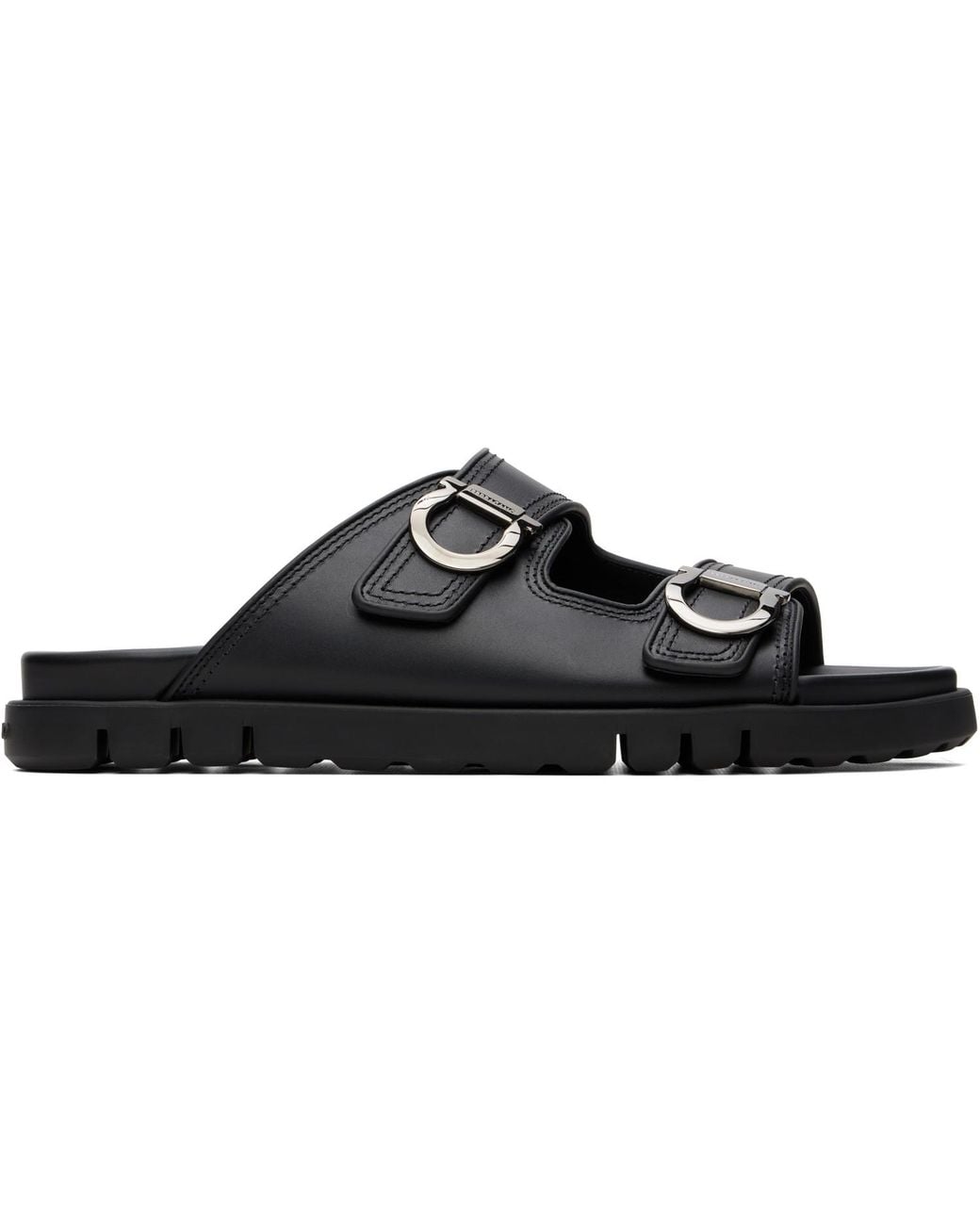 Ferragamo Black Double-Strap Sandals for men