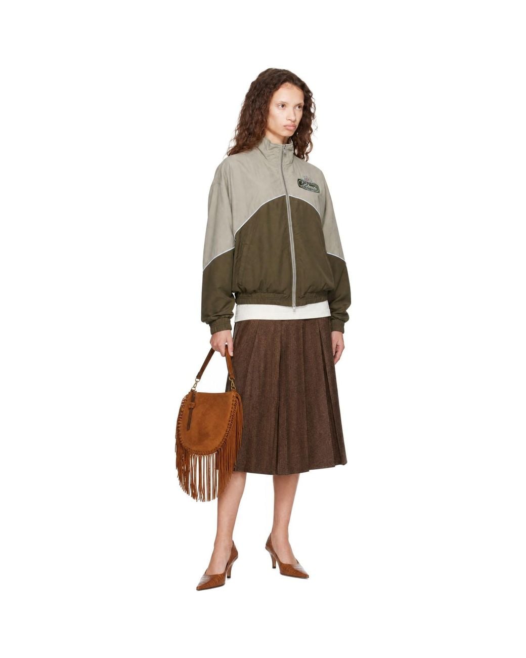 Rhude Brown Khaki & Taupe Desert Racing Track Jacket