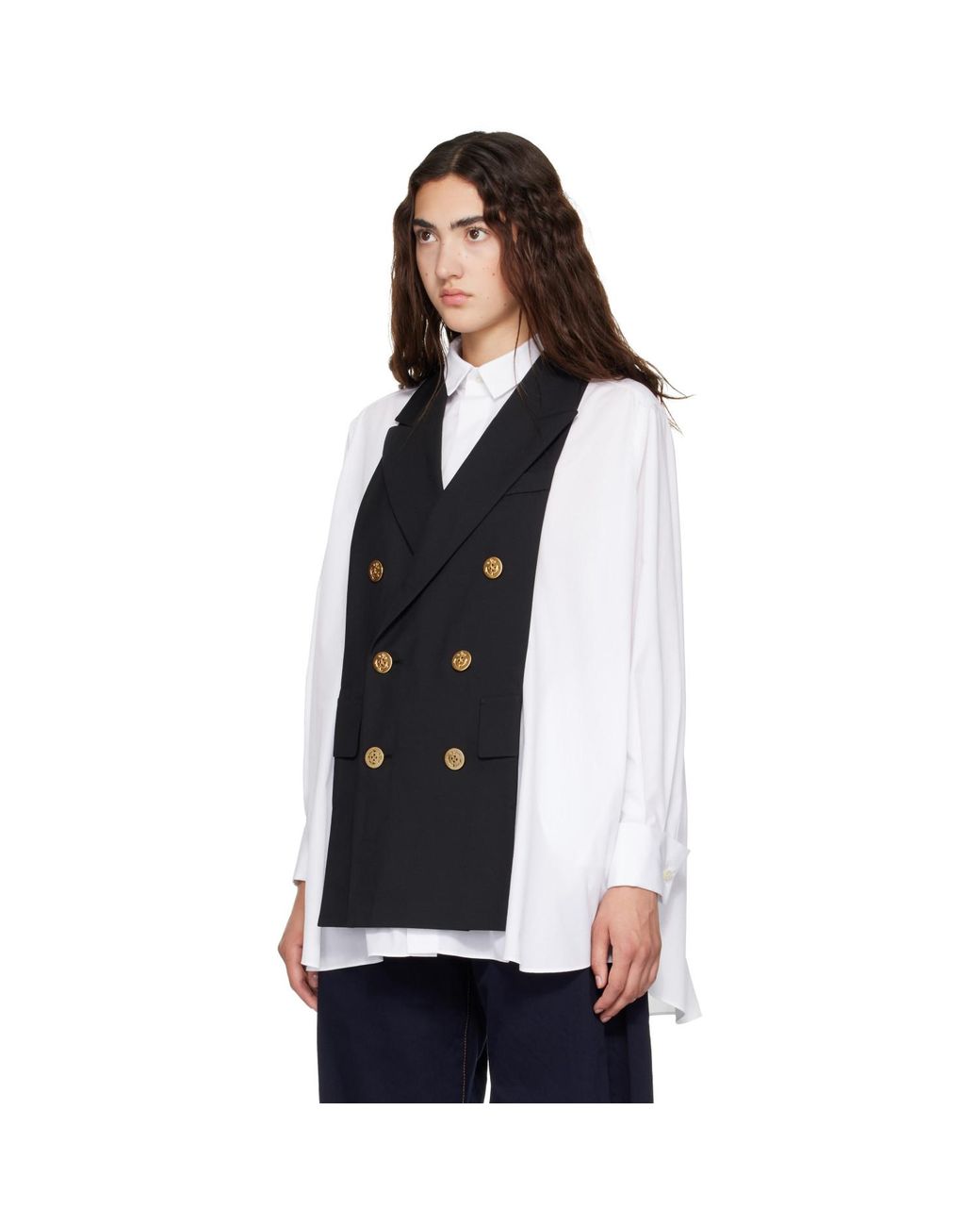Sacai Black Poplin X Suiting Shirt
