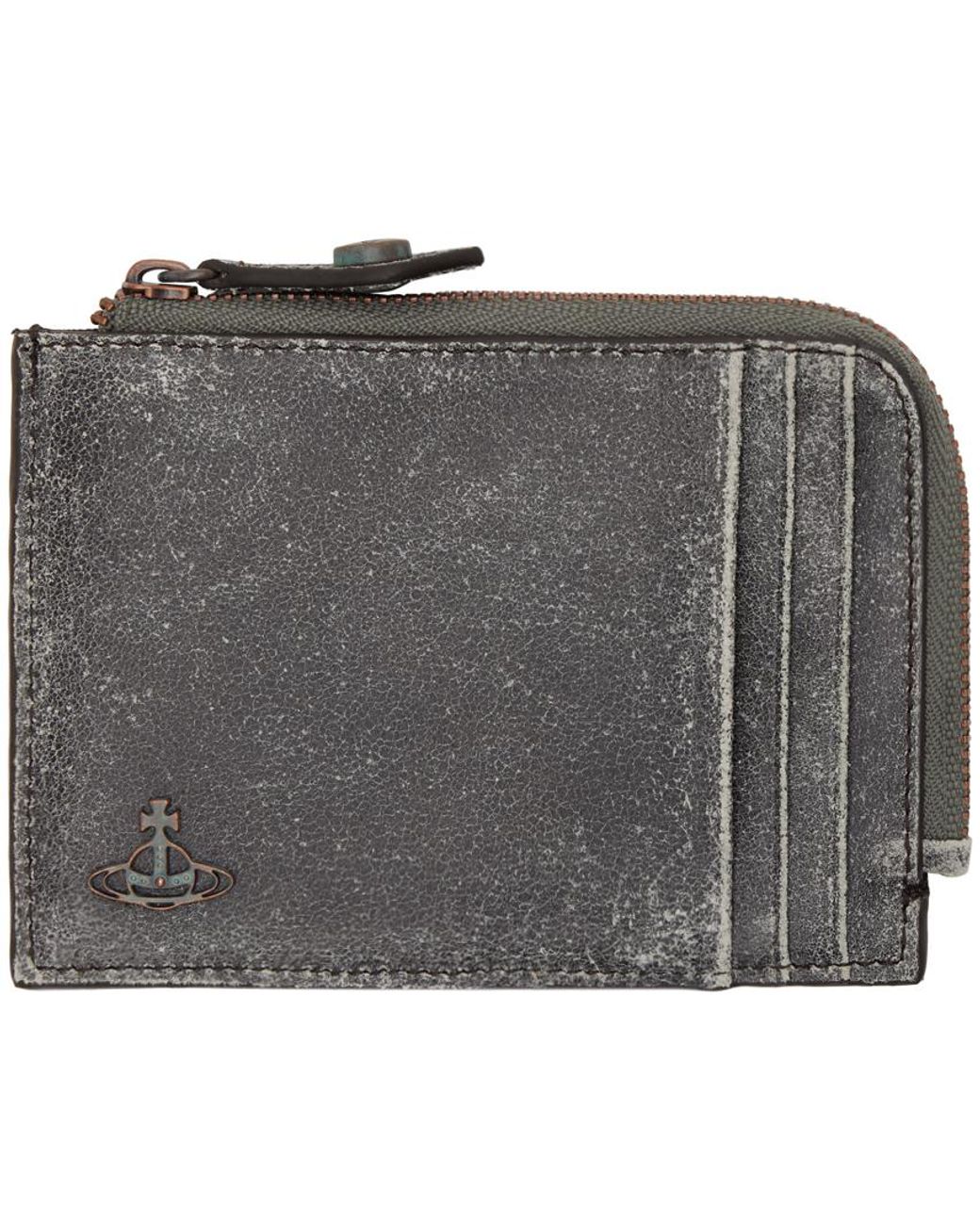【VIVIENNE WESTWOOD】 FLAP CARD HOLDER Vivienne westwood Grain Leather Flap Card Holder Black