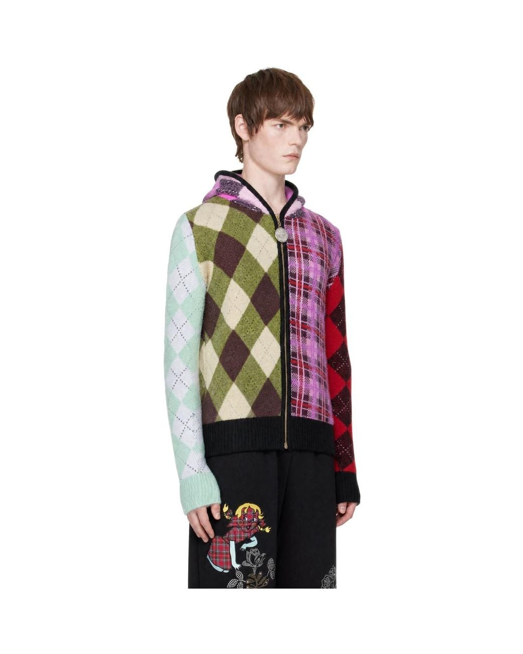 Chopova Lowena Red Farrago Zip-Up Hoodie for men
