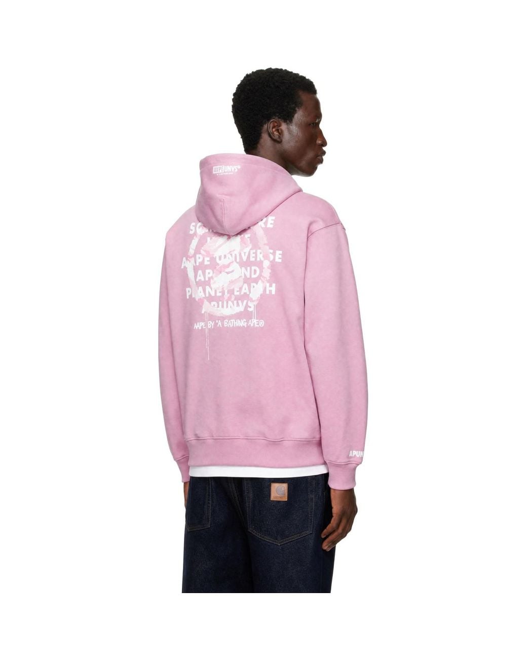 Aape By A Bathing Ape Pink 'Aape' Basic Zip Up Hoodie for men