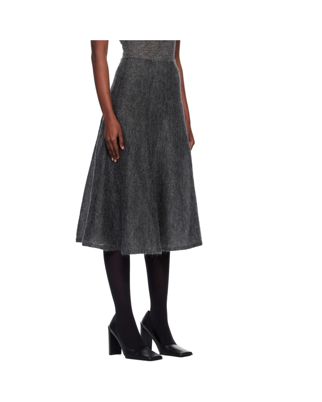 Alaïa Black Mohair Circular Midi Skirt