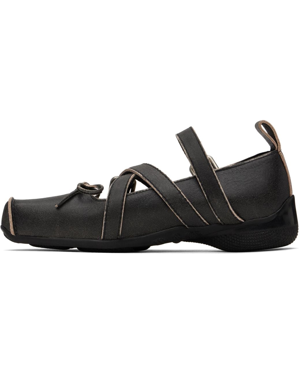 OPEN YY Cross Buckle Ballerina Flats in Black | Lyst UK
