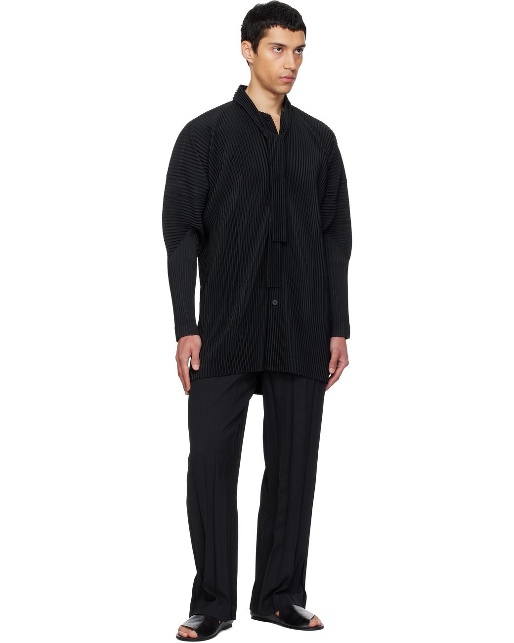Homme Plissé Issey Miyake Black Edge Ensemble Trousers for men