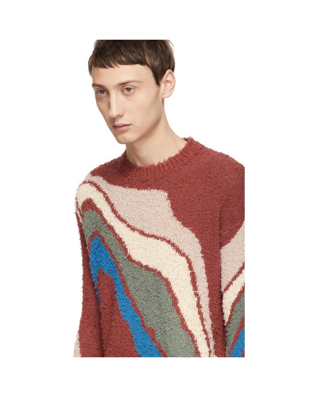 Kiko Kostadinov Red Delva Body Intarsia Knit Sweater for Men | Lyst