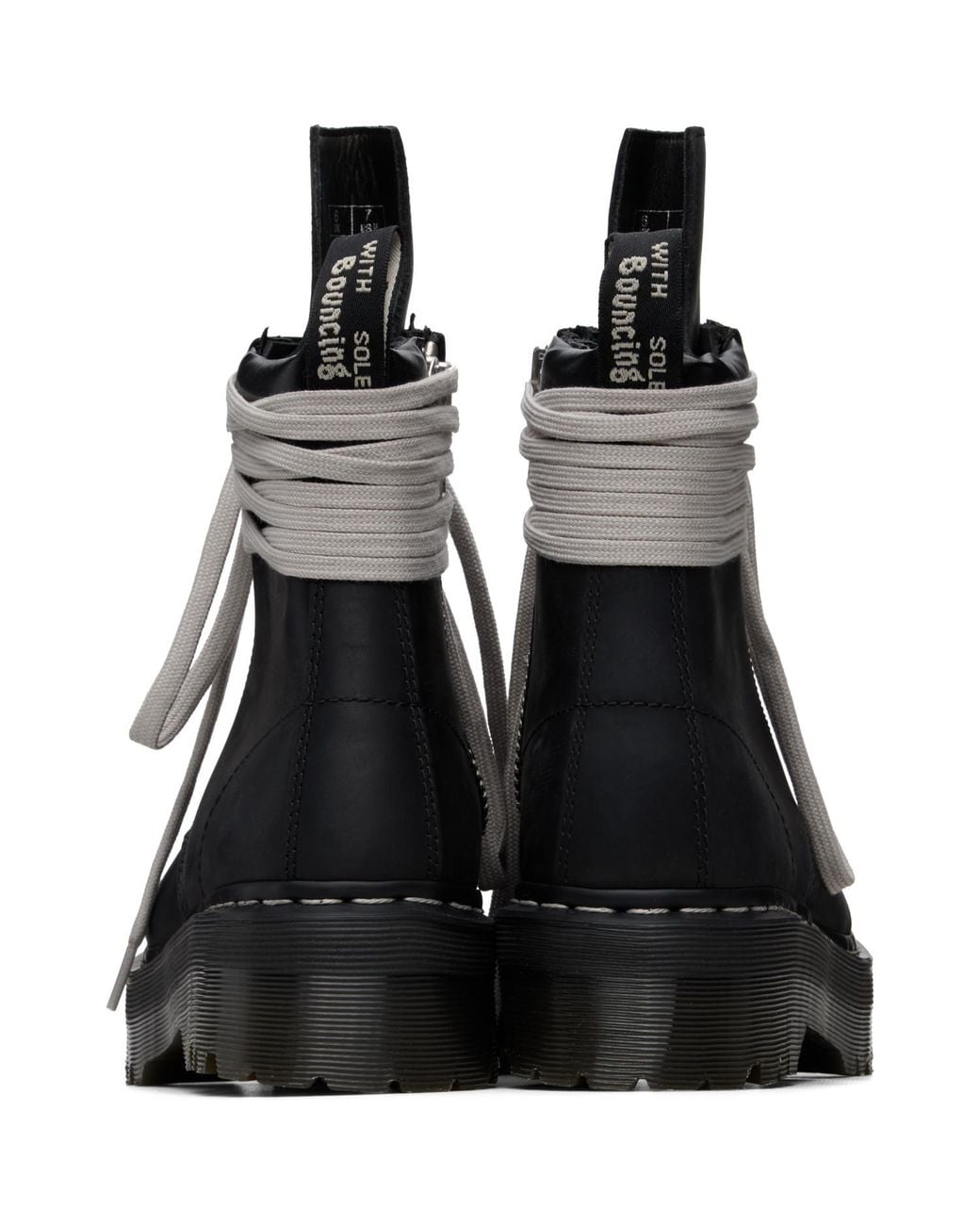 Rick Owens Black Dr. Martens Edition Quad Sole Steel Toe Boots for men