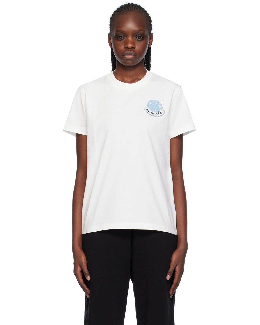 Moncler White Patch T shirt in Black Lyst UK