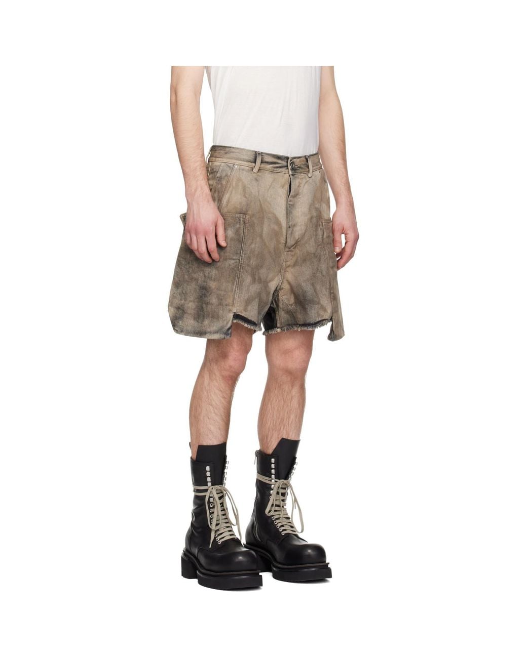 Rick Owens Multicolor Temple Denim Stefan Cargo Shorts for men