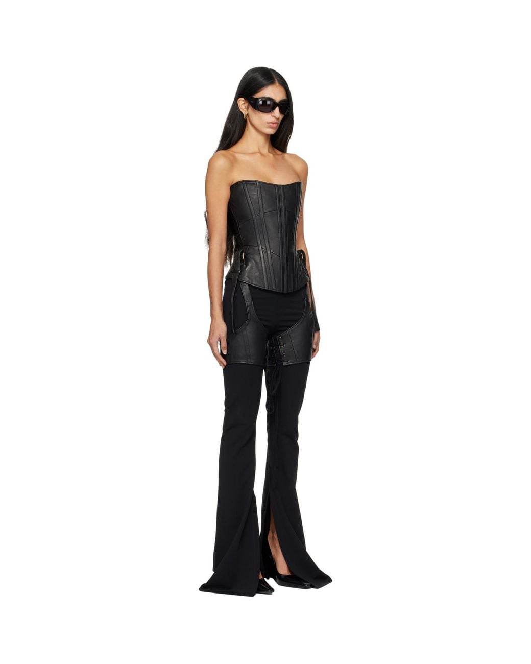 KNWLS Black Veil Leather Chaps & Corset