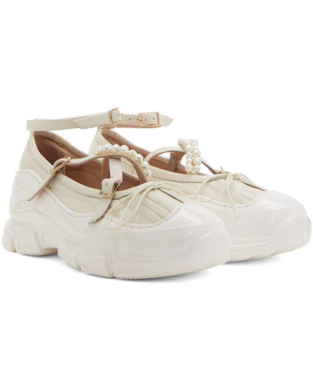 Simone Rocha Off white Criss cross Ballerina Flats in Black Lyst