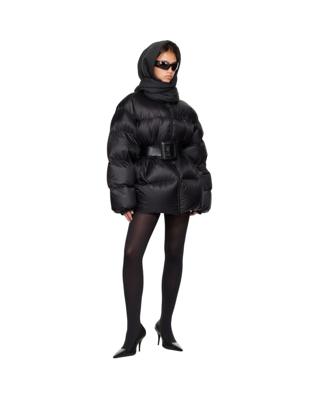 Balenciaga Black Wool Hooded Scarf