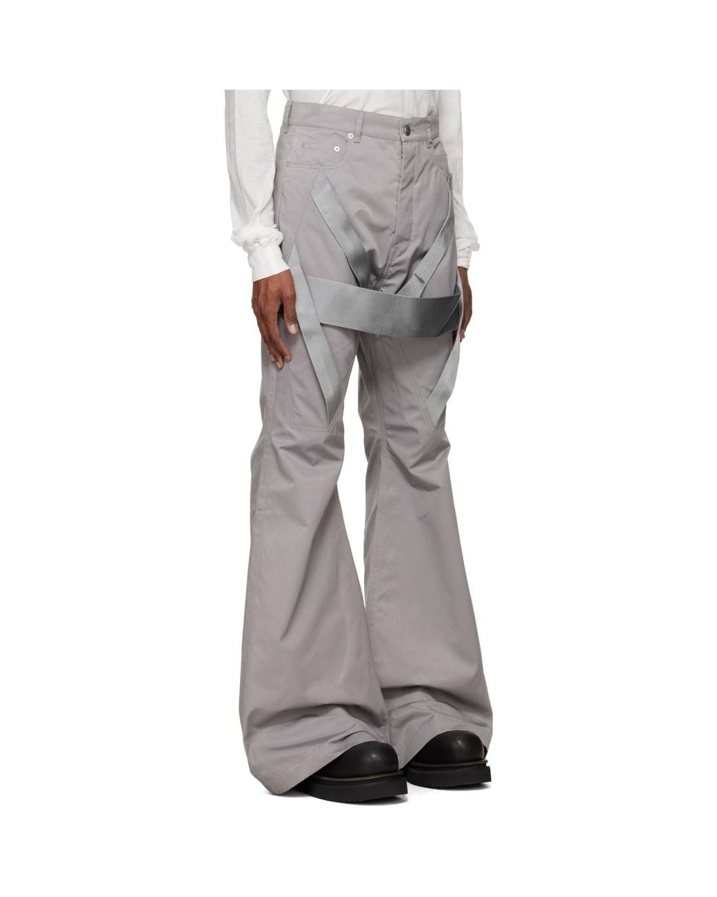 Rick Owens Gray Tower Megastrapped Bolan Bootcut Trousers for men