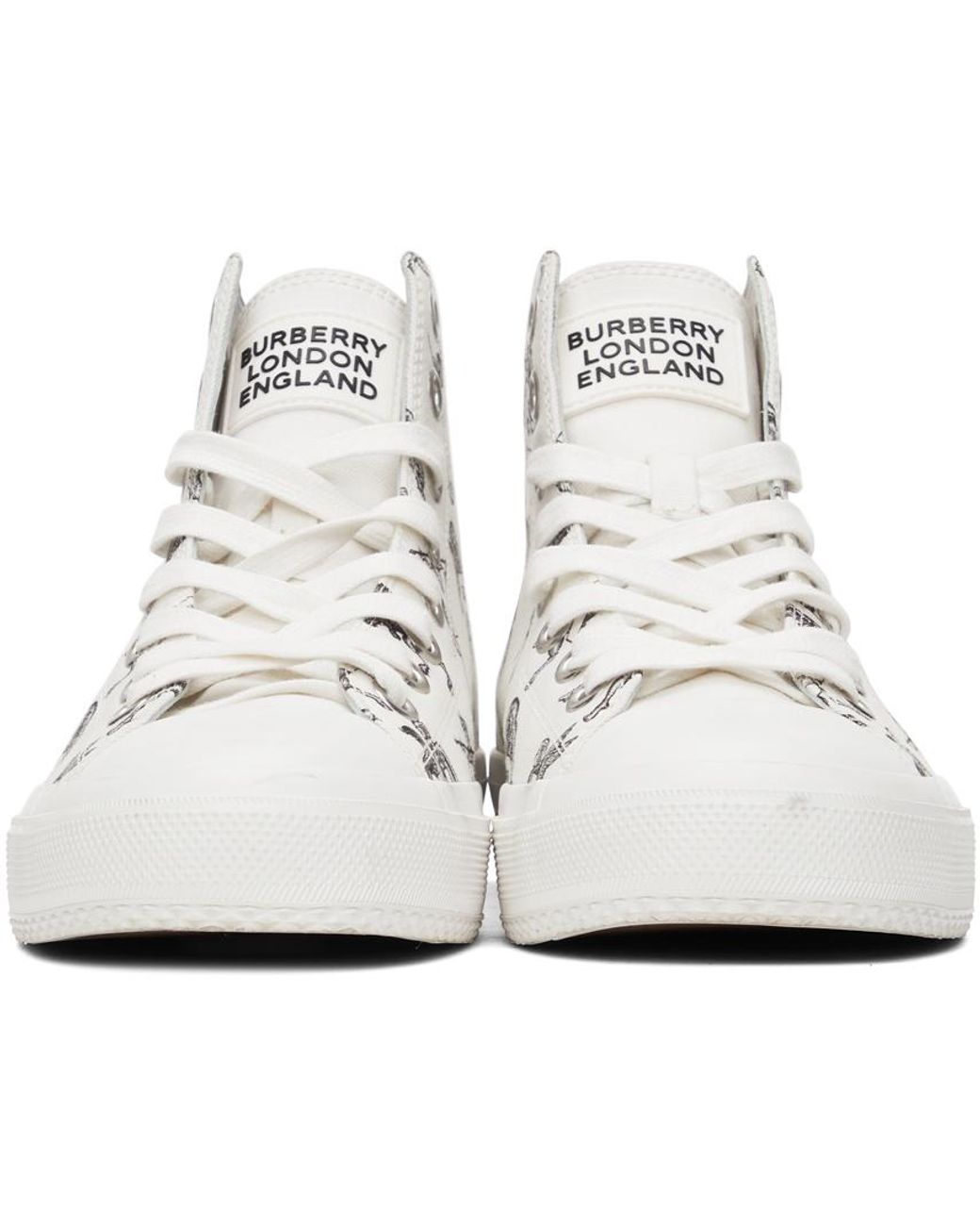 Burberry White Mythical Alphabet Larkhall Sneakers in Black for Men | Lyst