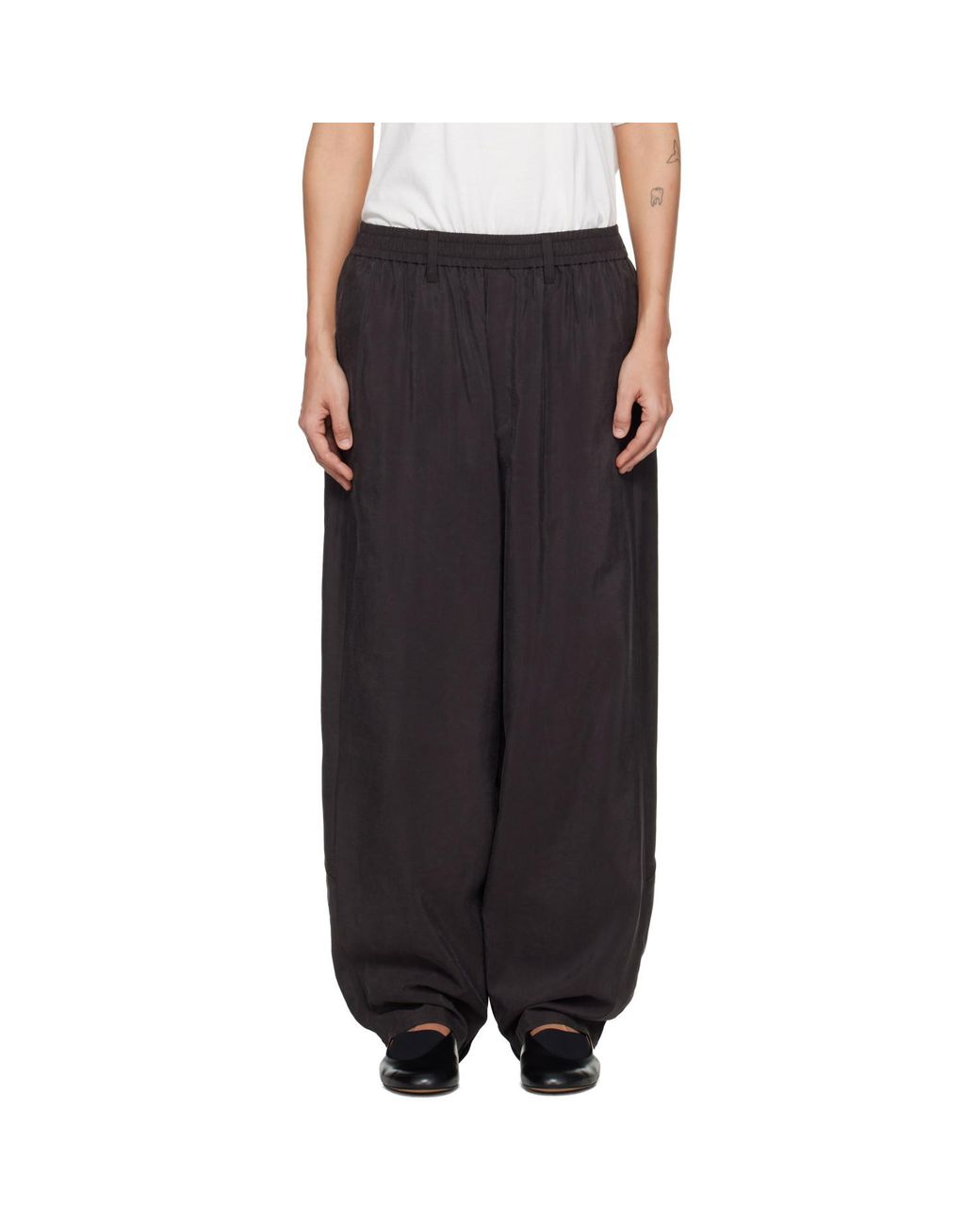 Ssstein Black Silk Nylon Track Trousers