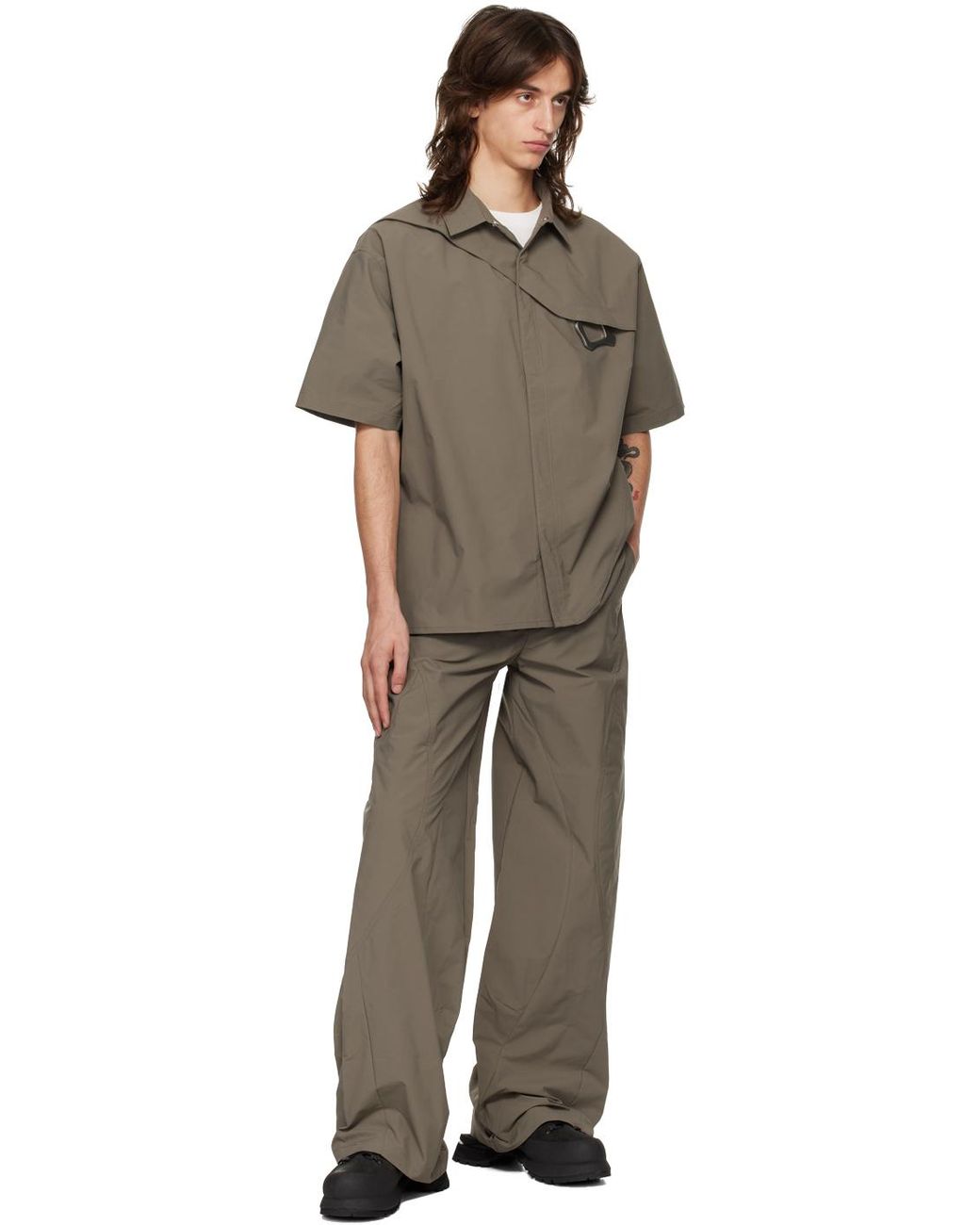 HELIOT EMIL Khaki Carabiner Shirt in Brown for Men | Lyst