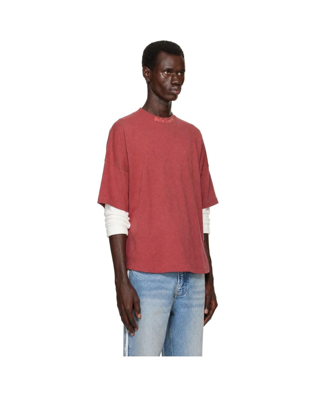 Palm Angels Red Classic Logo Oversized T-Shirt for men