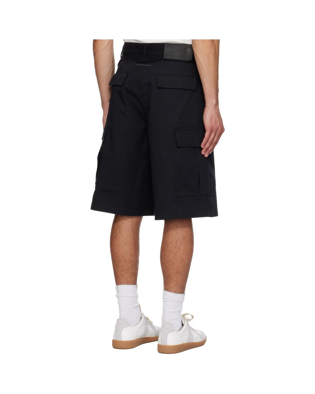 MM6 by Maison Margiela Black Raw Edge Cargo Shorts for men