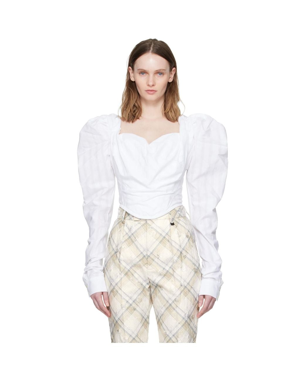 Vivienne Westwood White Ls Sunday Corset Blouse