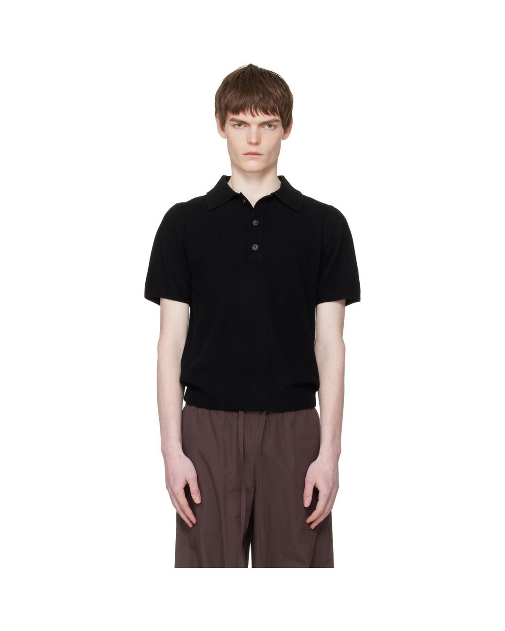 Entire studios Black Short Sleeve Knit Polo for men