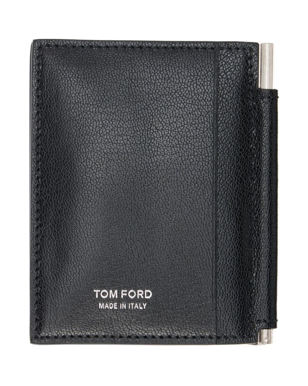 Tom Ford Black Elongated T Line Money Clip Card Holder for men