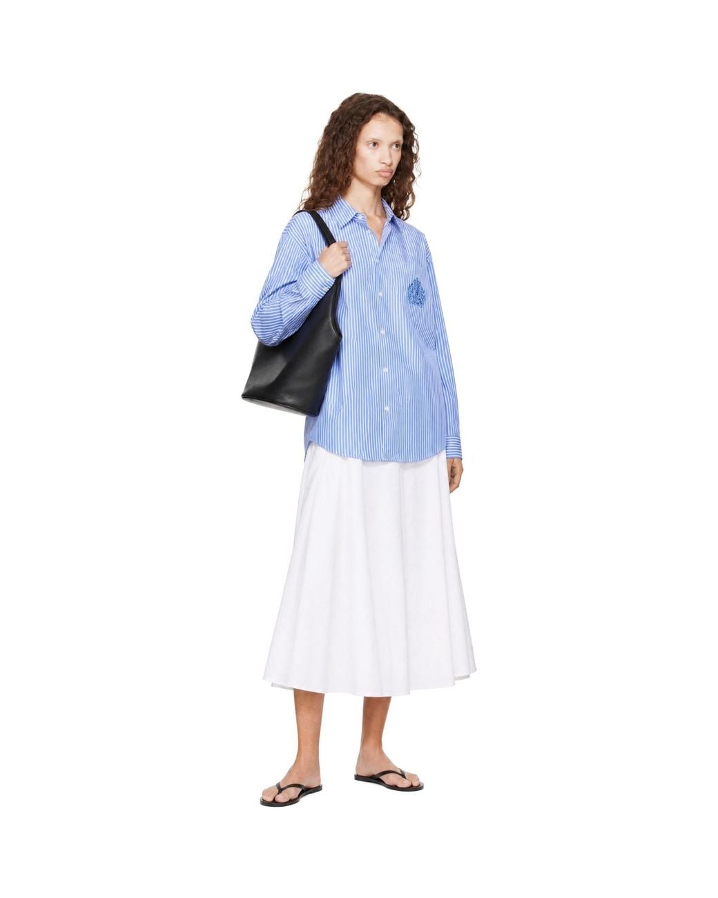 Sporty & Rich Blue Ny Crest Oversized Shirt