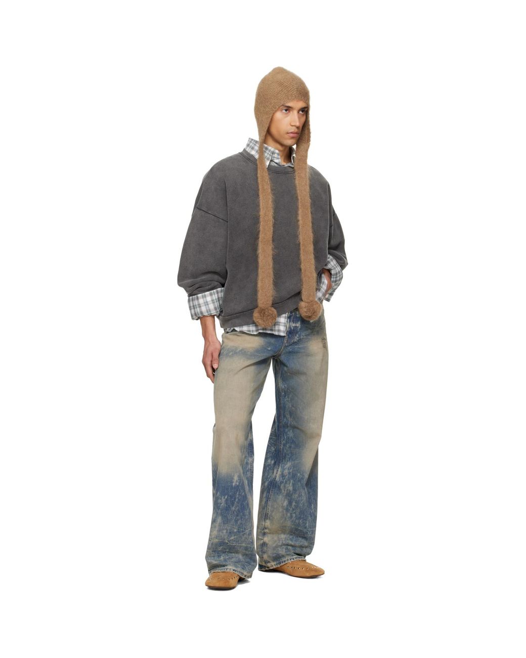 Acne Gray Sweater Logo Patch Sweatshirt for men