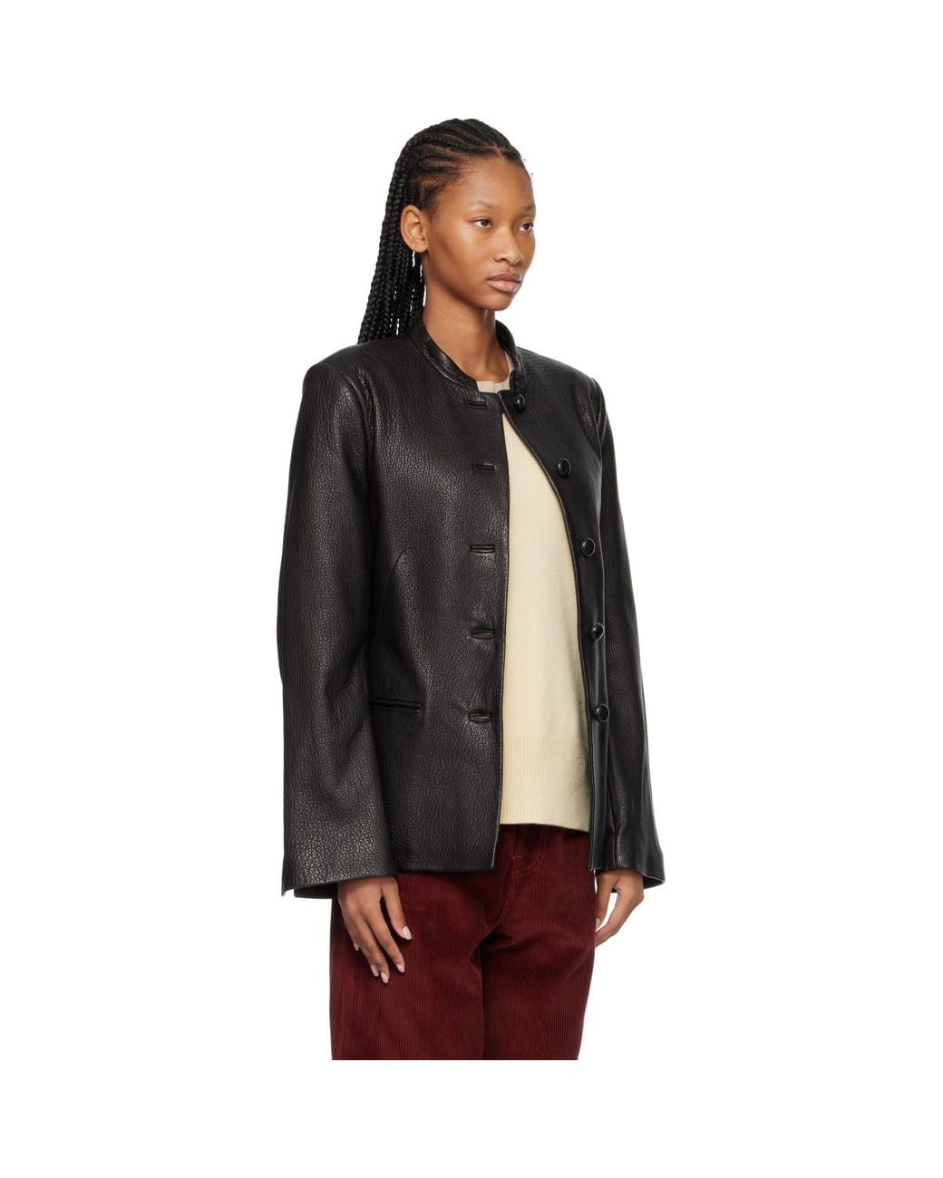 Rohe Black Shaped Grain Leather Jacket