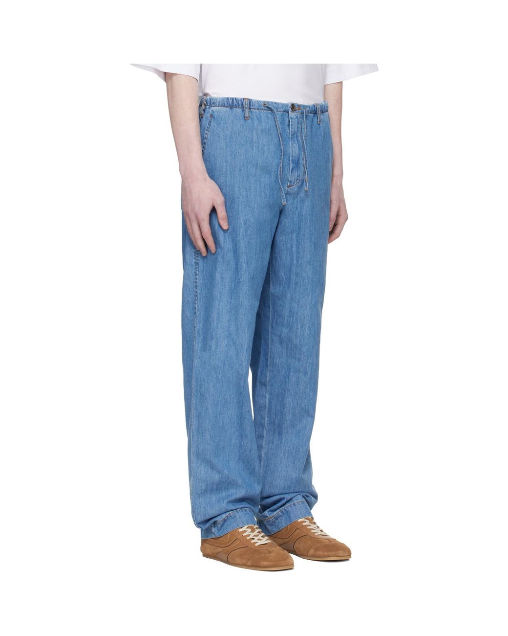 Dries Van Noten Blue Drawstring Jeans for men