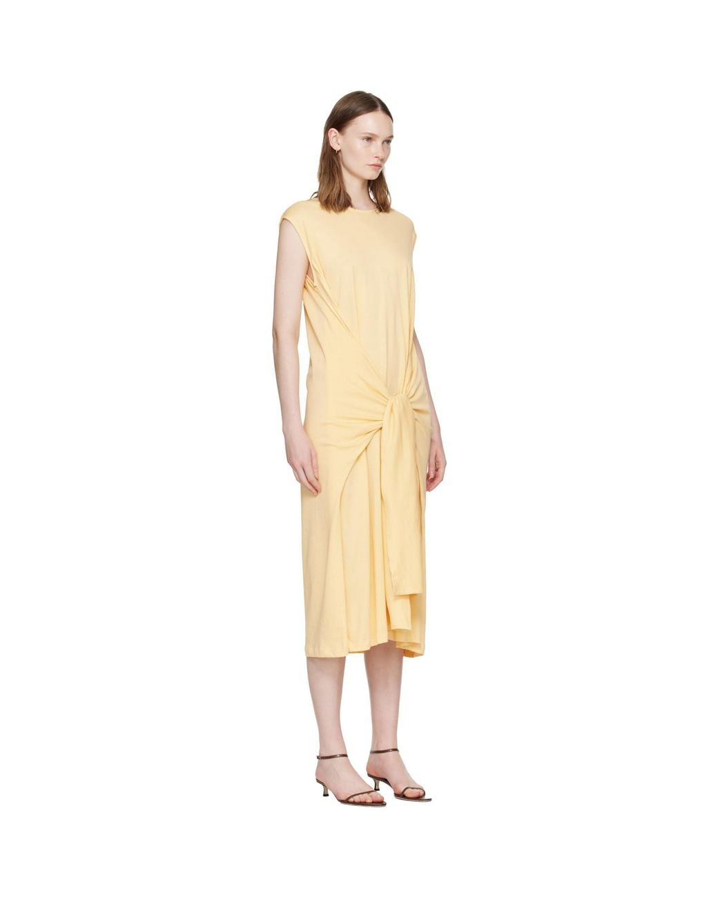 Totême Metallic Tie-Waist Jersey Midi Dress