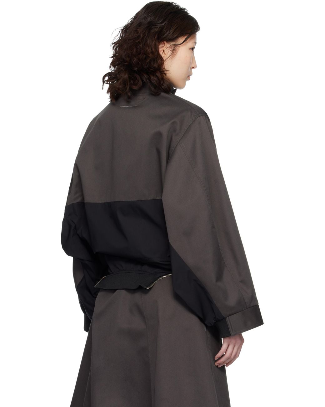 MM6 by Maison Margiela Mirrored Two-Tone Zip Jacket in Black | Lyst